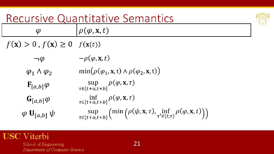 Recursive Quantitative Semantics USC Viterbi School of Engineering Department of Computer Science 21 
