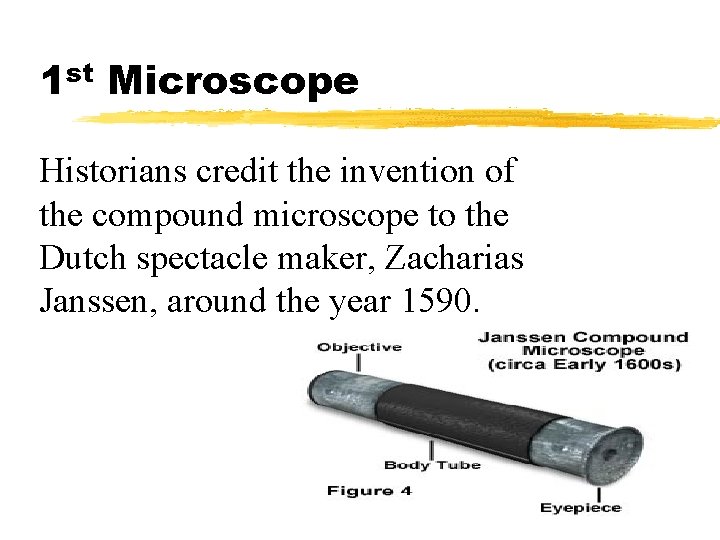 1 st Microscope Historians credit the invention of the compound microscope to the Dutch