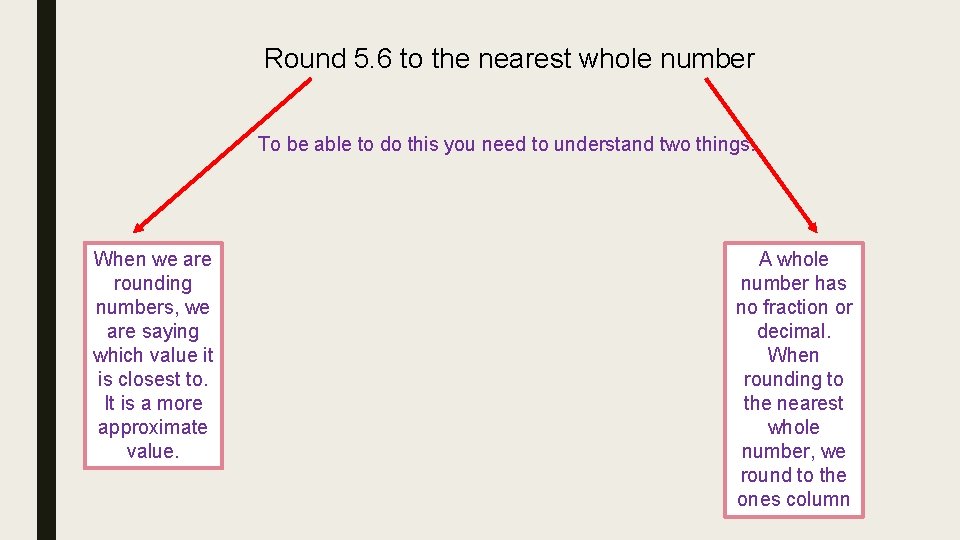 Round 5. 6 to the nearest whole number To be able to do this