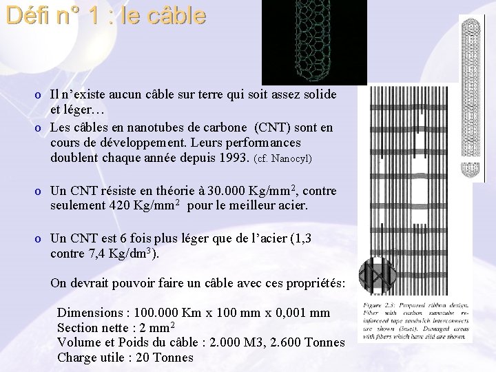 Défi n° 1 : le câble o Il n’existe aucun câble sur terre qui