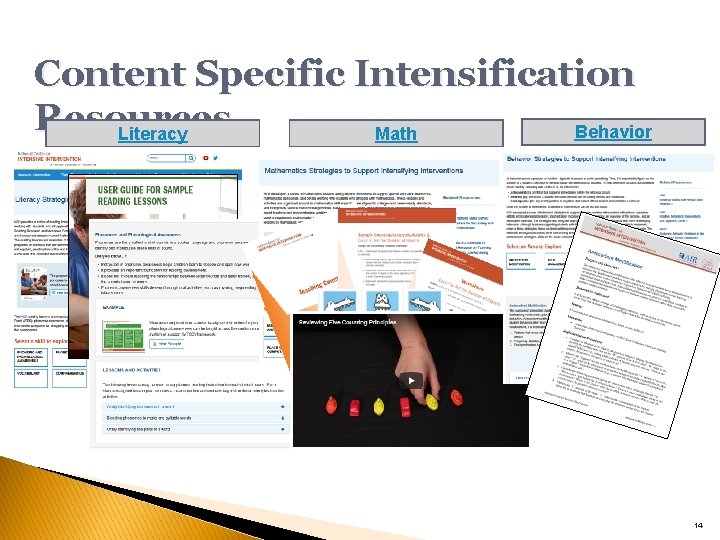 Content Specific Intensification Resources Behavior Literacy Math 14 