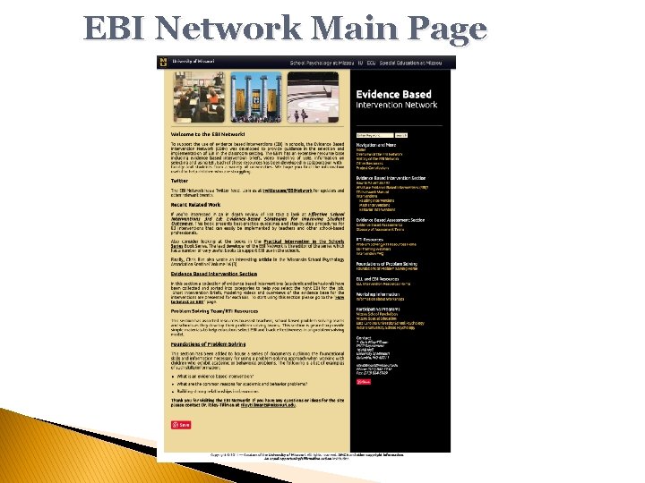 EBI Network Main Page 