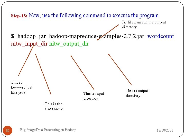 Step-13: Now, use the following command to execute the program Jar file name in
