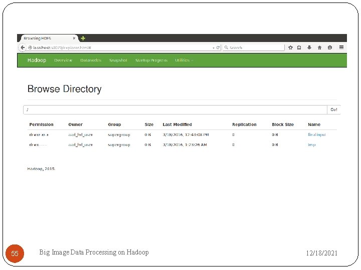 55 Big Image Data Processing on Hadoop 12/18/2021 