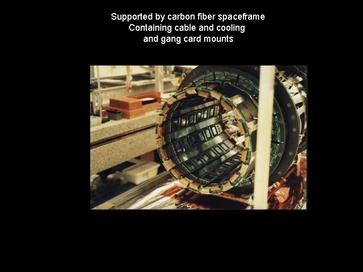 Supported by carbon fiber spaceframe Containing cable and cooling and gang card mounts 