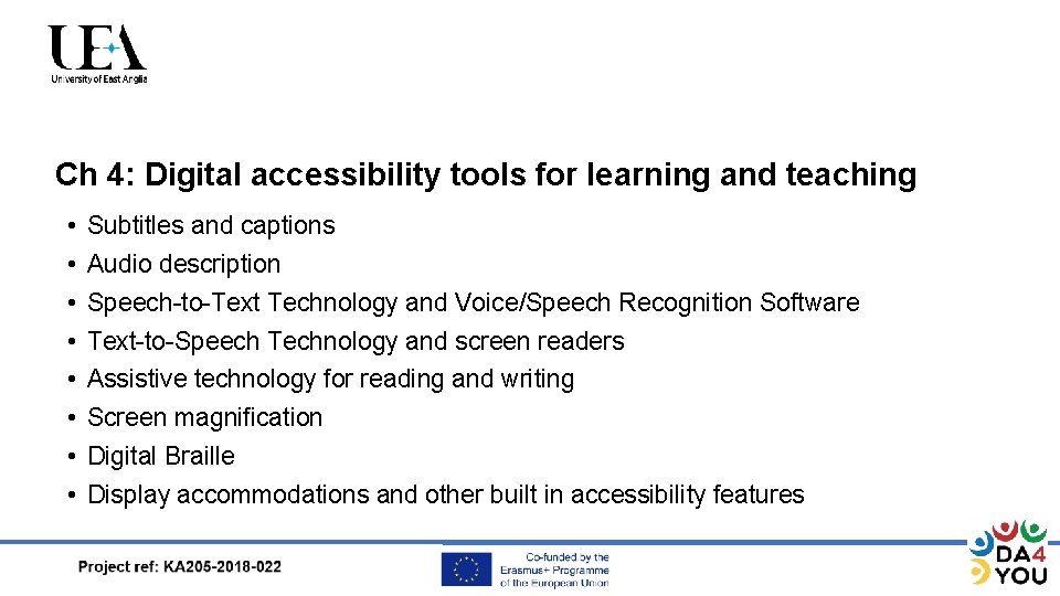 Ch 4: Digital accessibility tools for learning and teaching • • Subtitles and captions