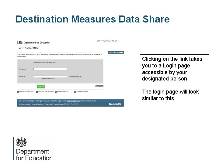 Destination Measures Data Share Clicking on the link takes you to a Login page Destination Measures Data Share Clicking on the link takes you to a Login page