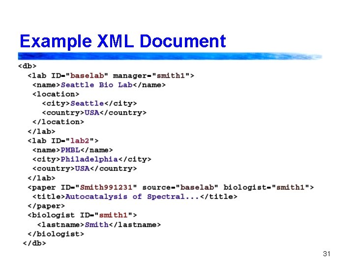 Example XML Document 31 