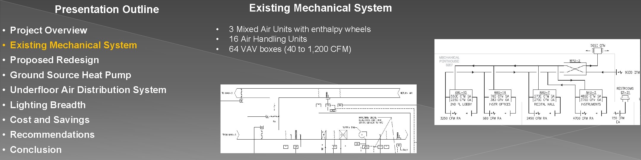 Existing Mechanical System Presentation Outline • Project Overview • Existing Mechanical System • Proposed