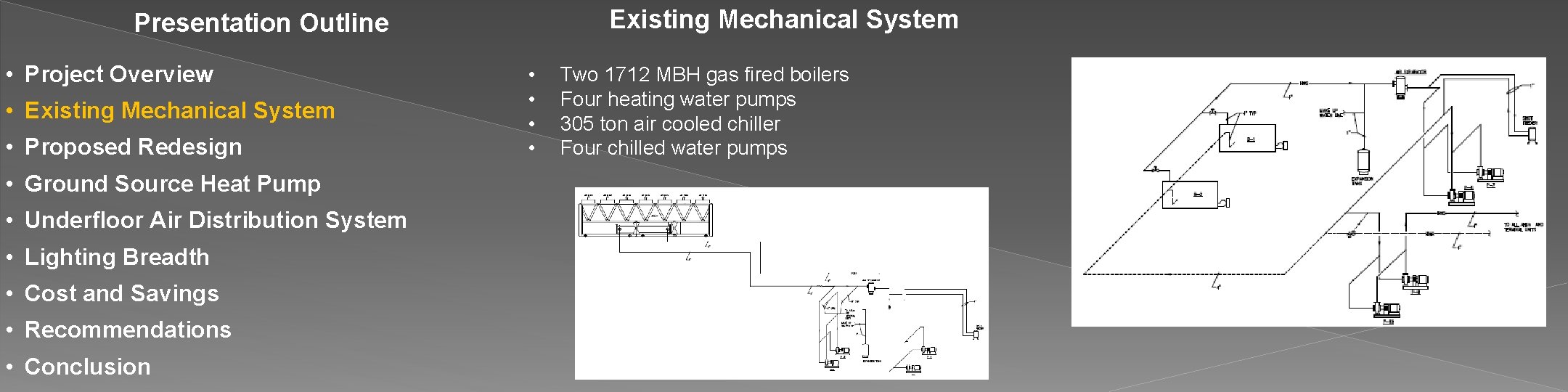 Existing Mechanical System Presentation Outline • Project Overview • Existing Mechanical System • Proposed