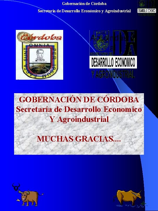 Gobernación de Córdoba Secretaria de Desarrollo Económico y Agroindustrial GOBERNACIÓN DE CÓRDOBA Secretaría de