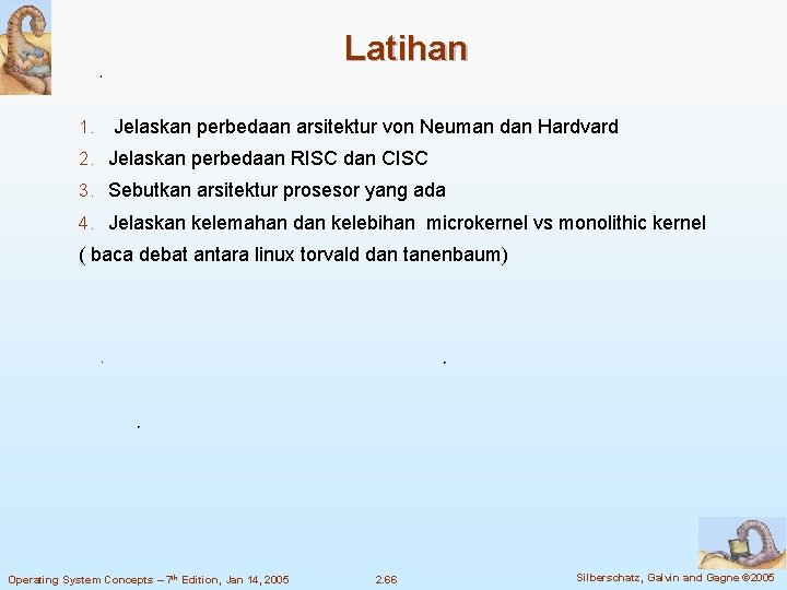 Latihan 1. Jelaskan perbedaan arsitektur von Neuman dan Hardvard 2. Jelaskan perbedaan RISC dan Latihan 1. Jelaskan perbedaan arsitektur von Neuman dan Hardvard 2. Jelaskan perbedaan RISC dan