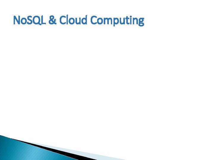 No. SQL & Cloud Computing 