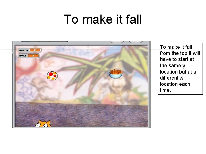 To make it fall from the top it will have to start at the To make it fall from the top it will have to start at the
