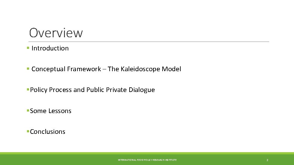 Overview § Introduction § Conceptual Framework – The Kaleidoscope Model §Policy Process and Public
