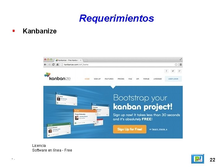 Requerimientos Kanbanize Licencia Software en línea - Free -. 22 