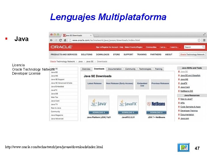 Lenguajes Multiplataforma Java Licencia Oracle Technology Network Developer License http: //www. oracle. com/technetwork/javase/downloads/index. html