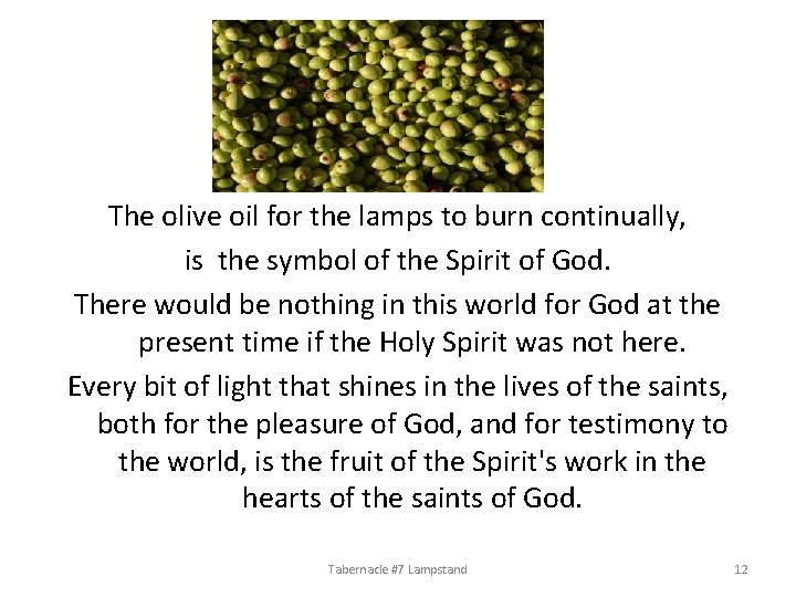 The olive oil for the lamps to burn continually, is the symbol of the