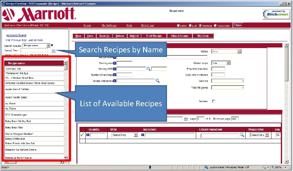 Search Recipes by Name List of Available Recipes 