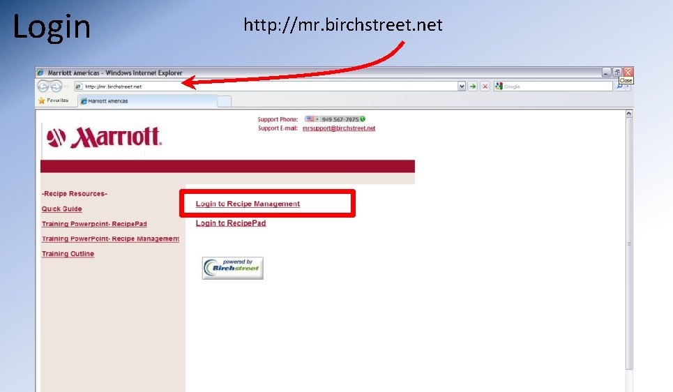 Login http: //mr. birchstreet. net 