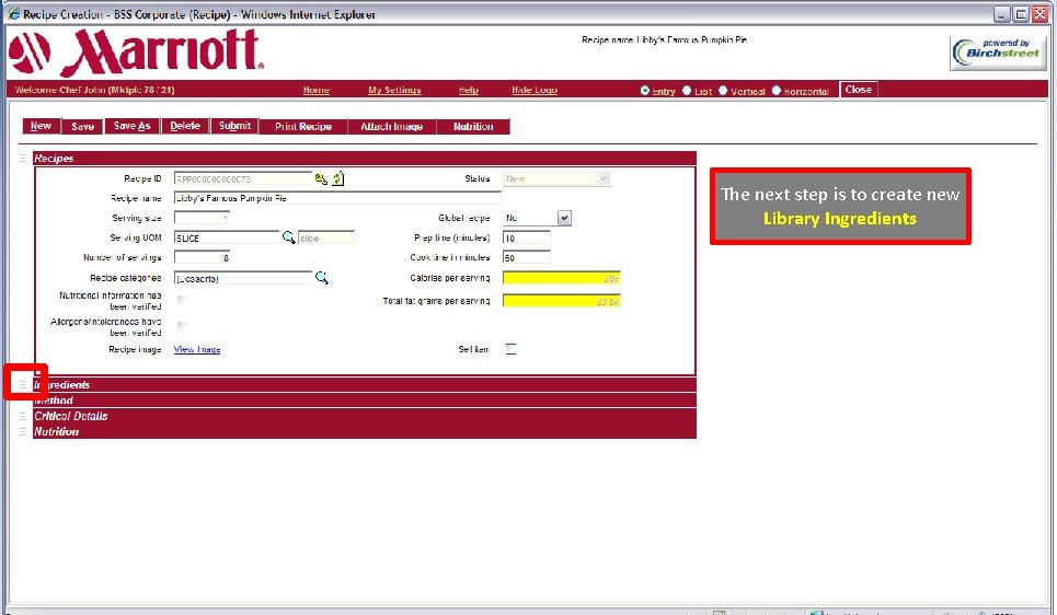 The next step is to create new Library Ingredients 