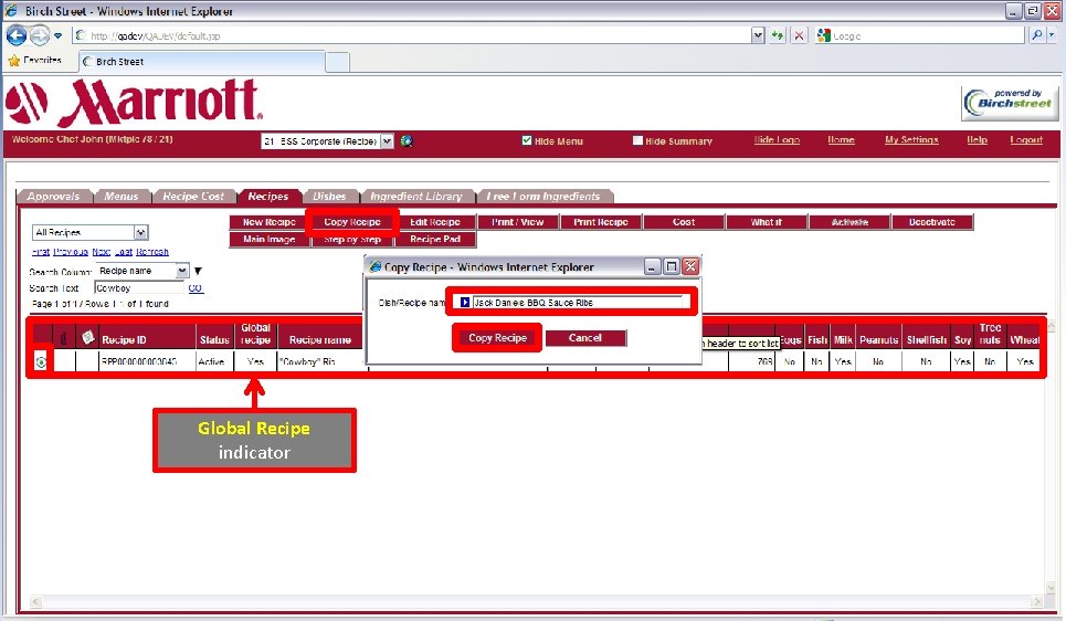 Global Recipe indicator 