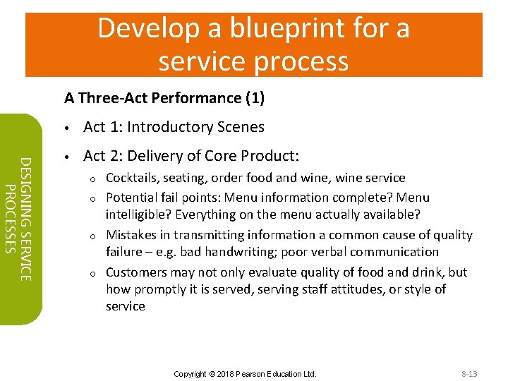 Develop a blueprint for a service process A Three-Act Performance (1) DESIGNING SERVICE PROCESSES