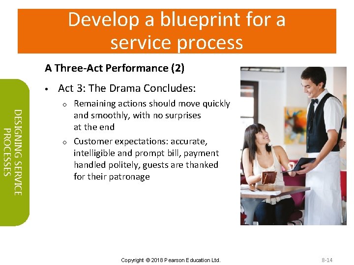 Develop a blueprint for a service process A Three-Act Performance (2) • Act 3: