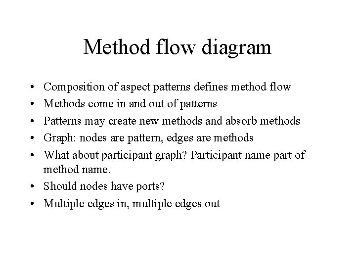 Method flow diagram • • • Composition of aspect patterns defines method flow Methods