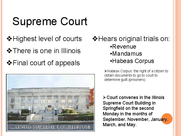 Supreme Court v. Highest level of courts v. Hears original trials on: v. There