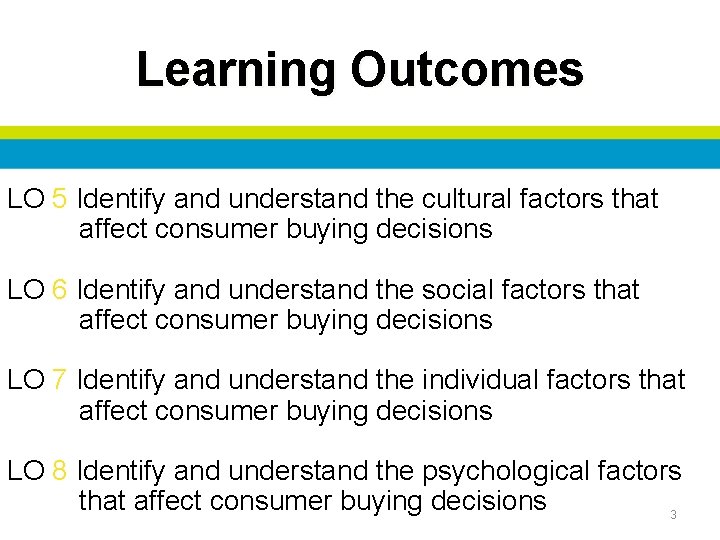 Learning Outcomes LO 5 Identify and understand the cultural factors that affect consumer buying
