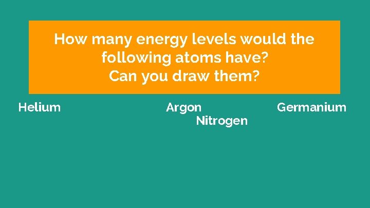 How many energy levels would the following atoms have? Can you draw them? Helium