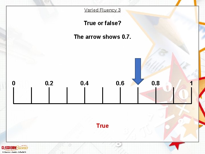 Varied Fluency 3 True or false? The arrow shows 0. 7. 0 0. 2