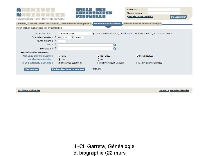 J. -Cl. Garreta, Généalogie et biographie (22 mars 