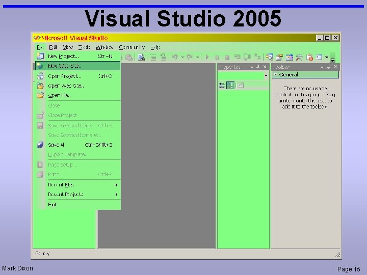 Visual Studio 2005 Mark Dixon Page 15 