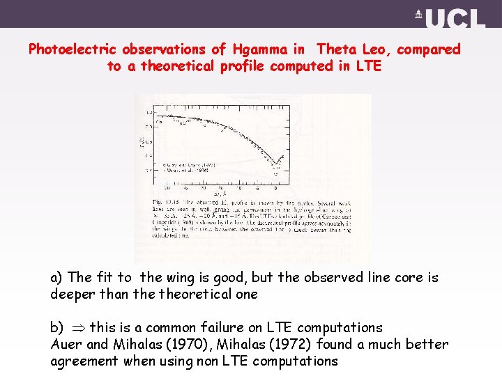 Photoelectric observations of Hgamma in Theta Leo, compared to a theoretical profile computed in