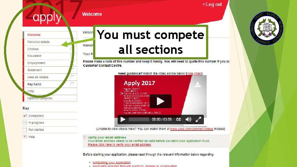 You must compete all sections 