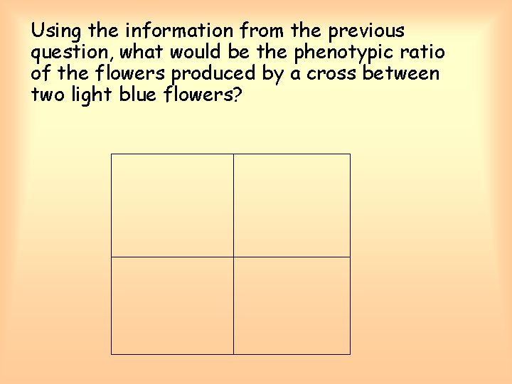 Using the information from the previous question, what would be the phenotypic ratio of