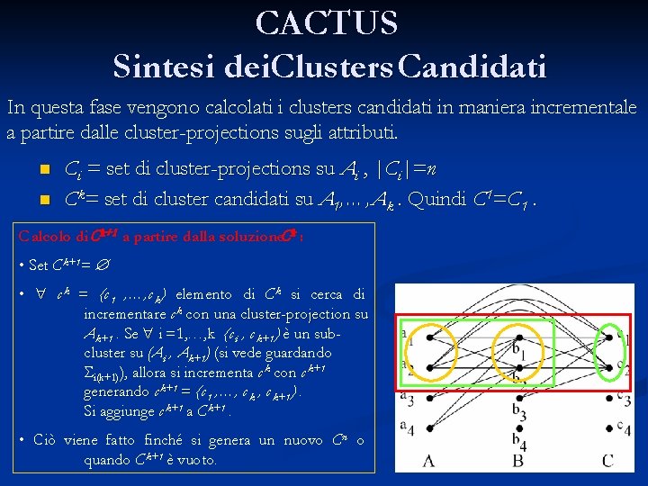 CACTUS Sintesi dei. Clusters Candidati In questa fase vengono calcolati i clusters candidati in