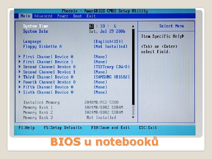 BIOS u notebooků 