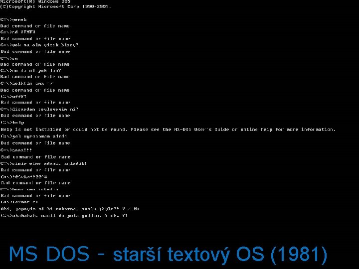 MS DOS - starší textový OS (1981) 