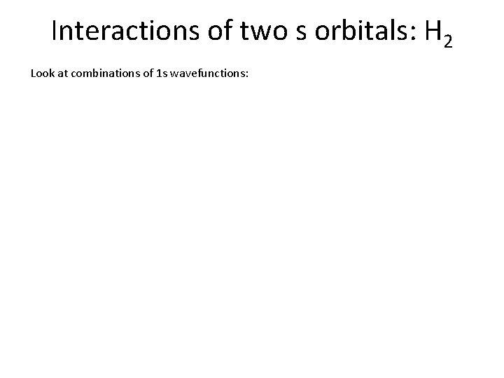 Interactions of two s orbitals: H 2 Look at combinations of 1 s wavefunctions: