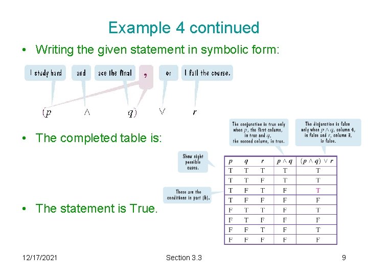 Example 4 continued • Writing the given statement in symbolic form: • The completed