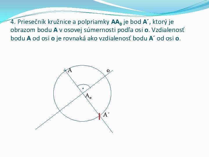 4. Priesečník kružnice a polpriamky AA 0 je bod A´, ktorý je obrazom bodu