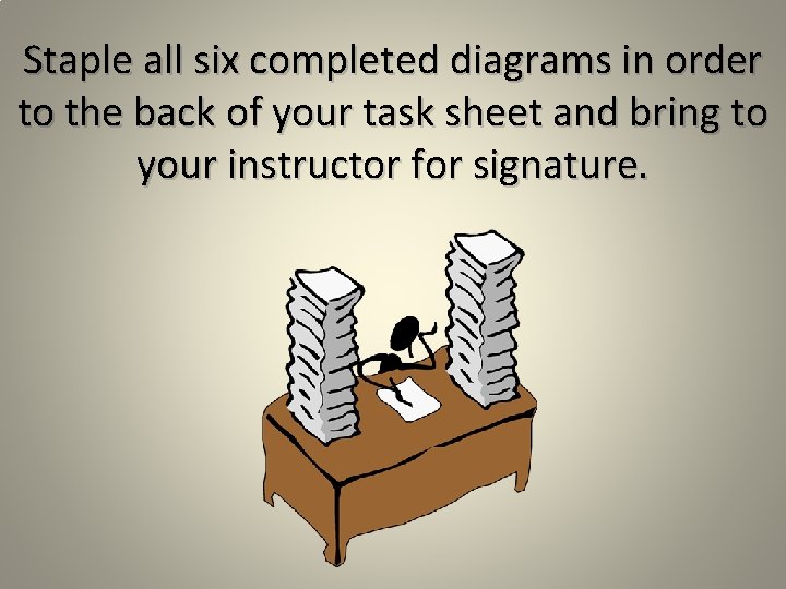 Staple all six completed diagrams in order to the back of your task sheet