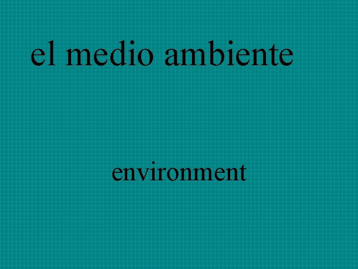 el medio ambiente environment 