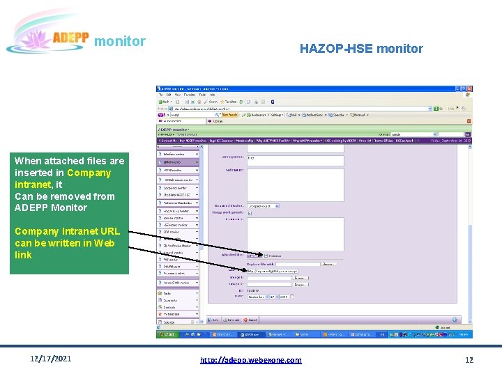 monitor HAZOP-HSE monitor When attached files are inserted in Company intranet, it Can be