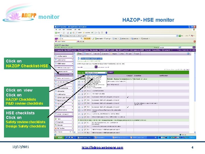 monitor HAZOP- HSE monitor Click on HAZOP Checklist-HSE Click on view Click on HAZOP