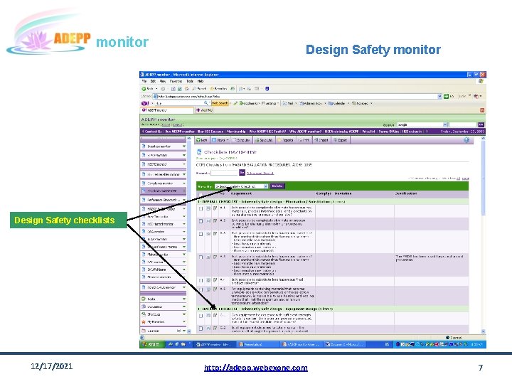 monitor Design Safety checklists 12/17/2021 http: //adepp. webexone. com 7 