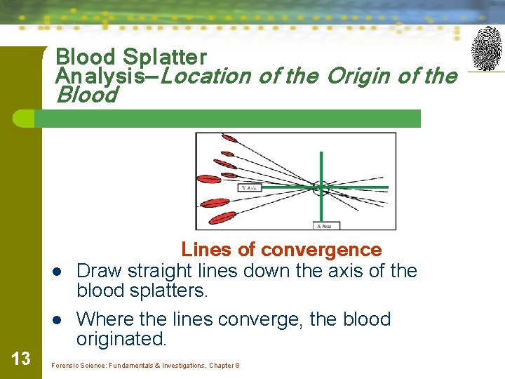 Blood Splatter Analysis—Location of the Origin of the Blood l l 13 Lines of